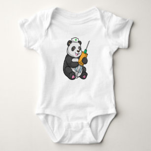 Body Para Bebé Panda como enfermera con jeringas