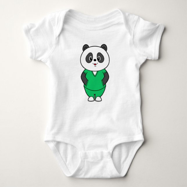 Body Para Bebé Panda como enfermera con Smock (Anverso)