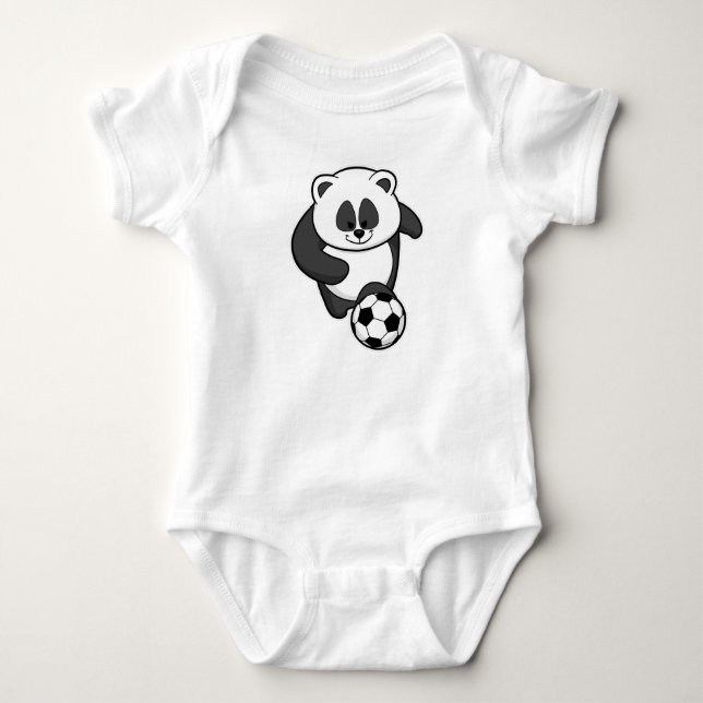 Body Para Bebé Panda como jugador de fútbol en el fútbol (Anverso)