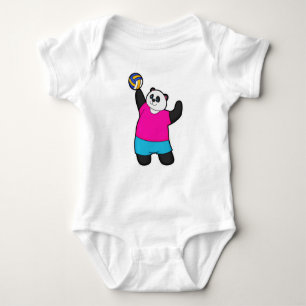Body Para Bebé Panda como jugador de voleibol con voleibol