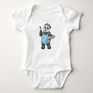 Body Para Bebé Panda como pintador con pincel y color