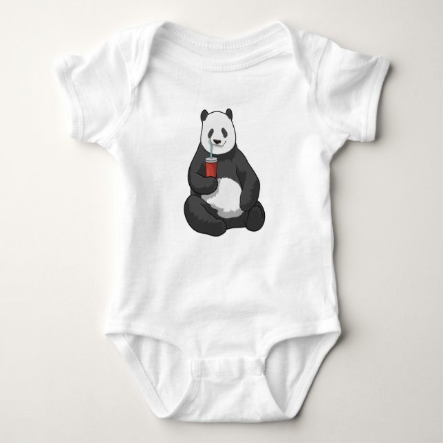 Body Para Bebé Panda con bebida (Anverso)