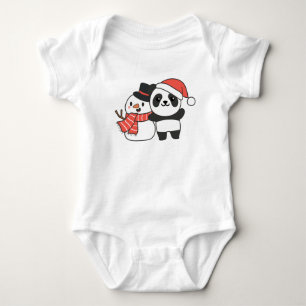Body Para Bebé Panda Con Snowman En Invierno Para Navidades