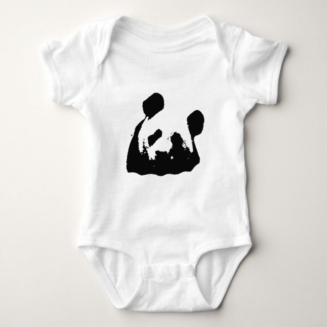 Body Para Bebé Panda de arte pop blanco negro (Anverso)
