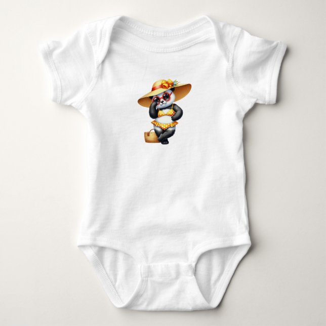 Body Para Bebé Panda De Verano Muy Funky (Anverso)