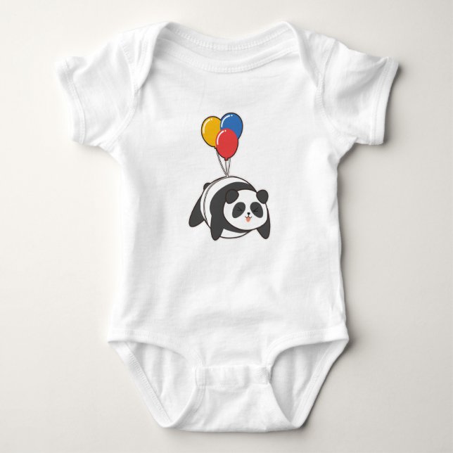 Body Para Bebé Panda en cumpleaños con Ballon (Anverso)