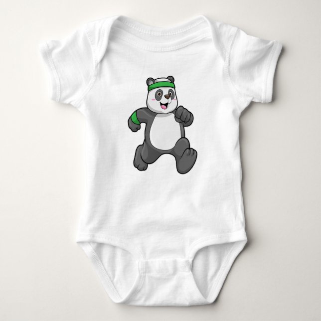 Body Para Bebé Panda en Jogging with Headband (Anverso)