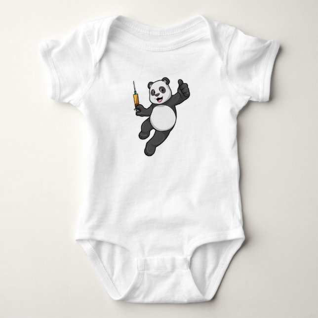 Body Para Bebé Panda en vacunación con jeringa (Anverso)