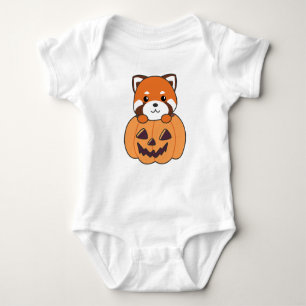 Body Para Bebé Panda Rojo En Calabaza Cute Pandas Feliz Halloween