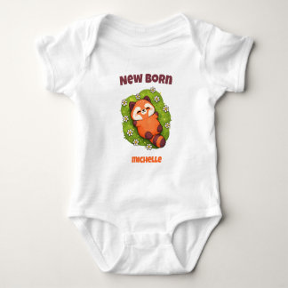 Body Para Bebé Pandá Rojo Personalizado para Recién Nacido