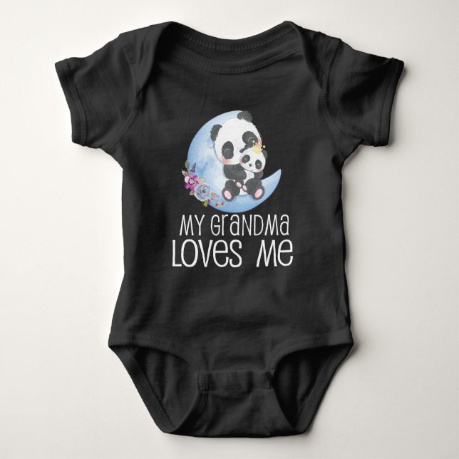Body Para Bebé Pandas en la luna 🐼 mi abuela me ama (Anverso)