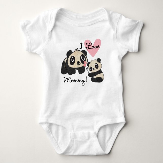 Body Para Bebé Pandas que amo a mamá (Anverso)