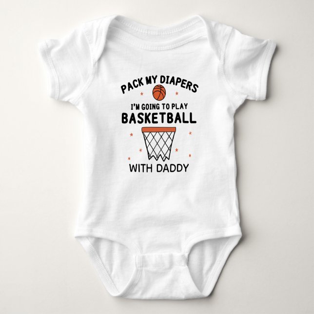 Body Para Bebé Papá Baloncesto | Cumpleaños Divertido de Balonces (Anverso)
