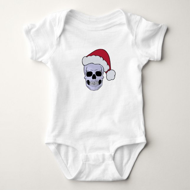 Body Para Bebé Papá Noel de cráneo Feliz Navidad (Anverso)