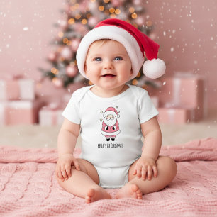 Body Para Bebé Papá Noel Rosa Personalizado para el Primer Navida