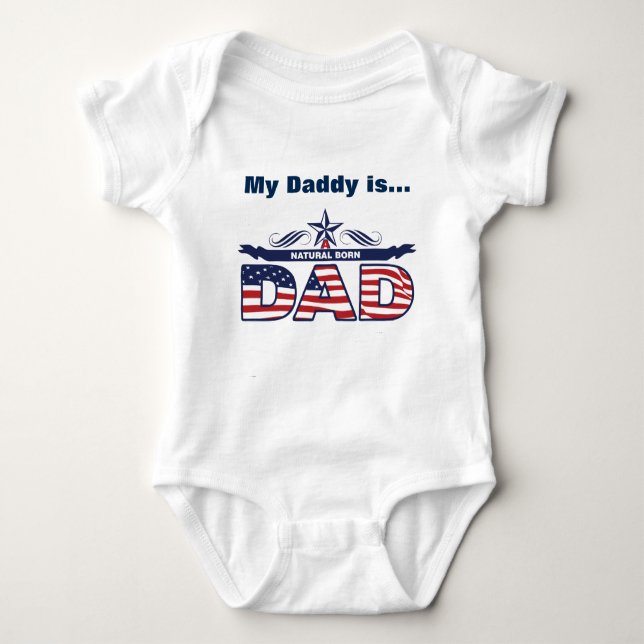 Body Para Bebé Papá, padre, papá llevado natural (Anverso)