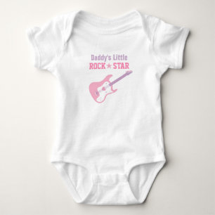 Body Para Bebé Papa Pequeña Estrella de Rock Guitarra Rosa Para B