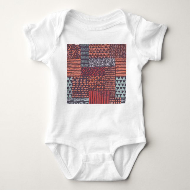 Body Para Bebé Papel bohemio: diseño a mano sin costuras. (Anverso)