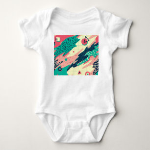 Body Para Bebé Papel de escritorio geométrico Retro Trendy Memphi