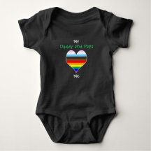 Papi y papá Rainbow Heart Baby Bodysuit