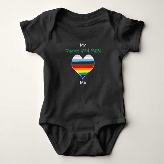 Body Para Bebé Papi y papá Rainbow Heart Baby Bodysuit (Anverso)