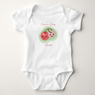 Body Para Bebé Par de cerezas rosadas personalizadas