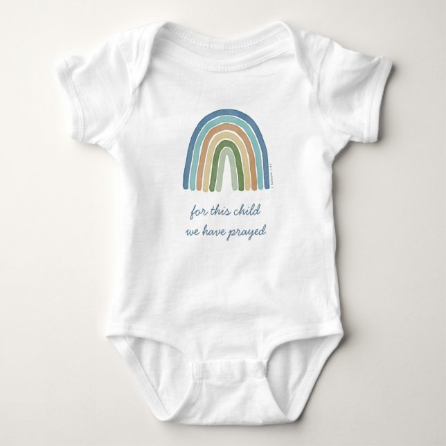 Body Para Bebé Para este niño oramos azul arcoiris boho (Anverso)