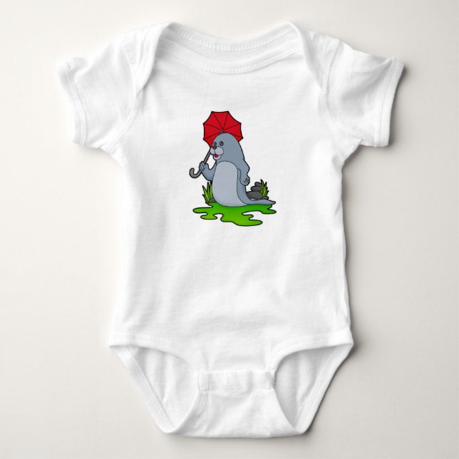 Body Para Bebé Paraguas de lluvia de focas (Anverso)