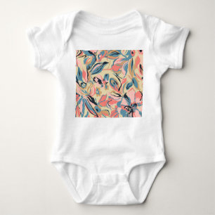 Body Para Bebé Parche abstracto: crema floral geométrica.