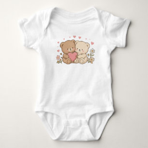 Body Para Bebé Pareja de adorables ositos de peluche sosteniendo 