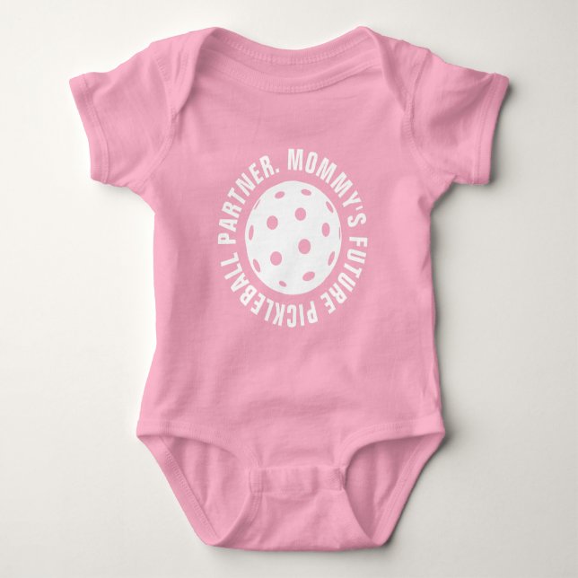 Body Para Bebé Pareja de pickleball de mamá, traje de bebé (Anverso)