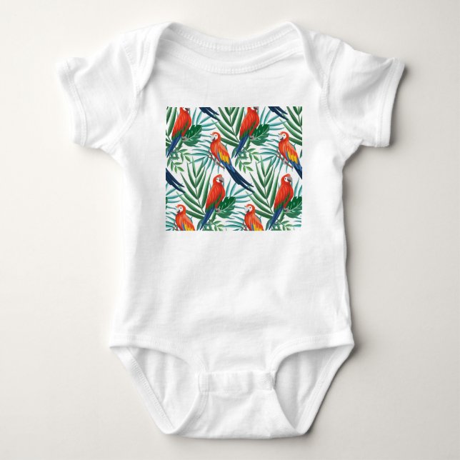 Body Para Bebé Parrots tropicales: Palm exuberante sin foco (Anverso)