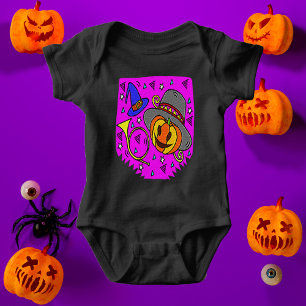 Body Para Bebé Partido Halloween Purple Jack O'Lantern Bugle