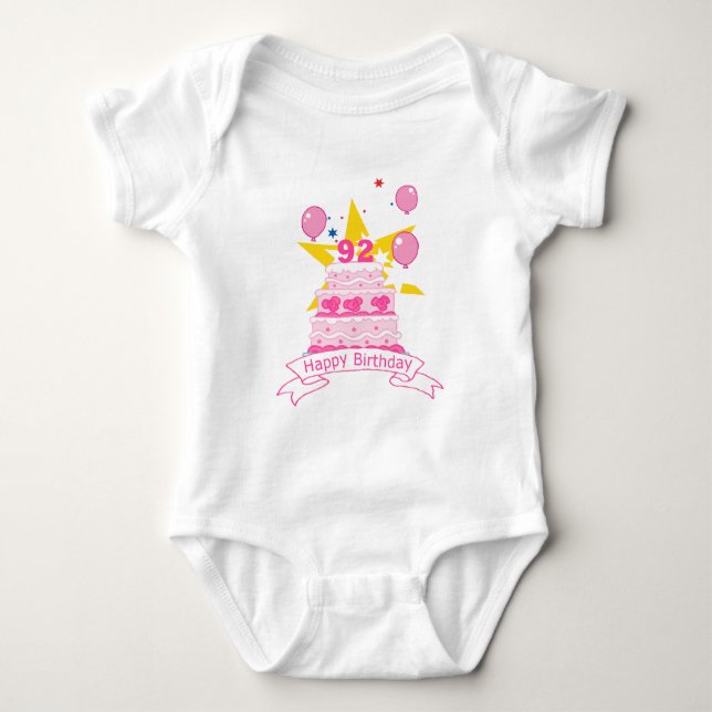 Body Para Bebé Pastel de cumpleaños de 92 años (Anverso)