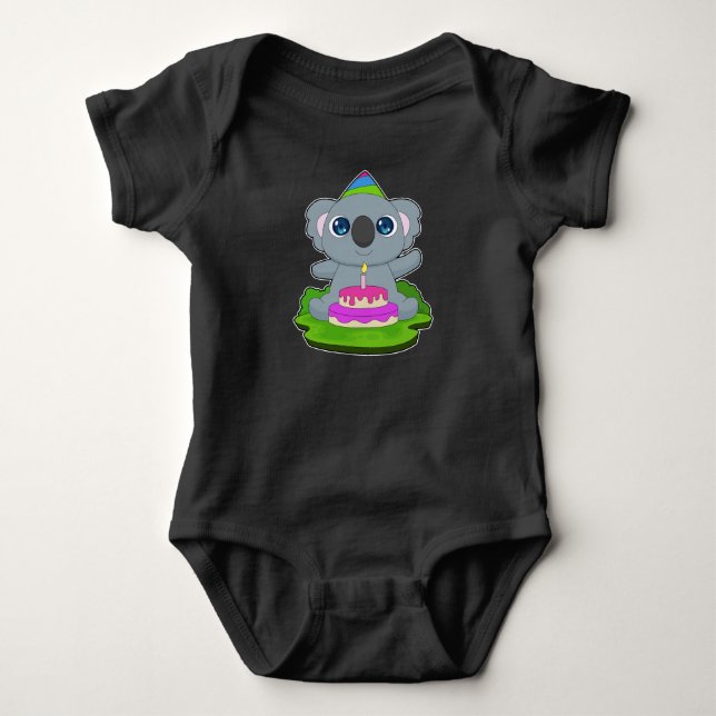 Body Para Bebé Pastel de cumpleaños de Koala (Anverso)