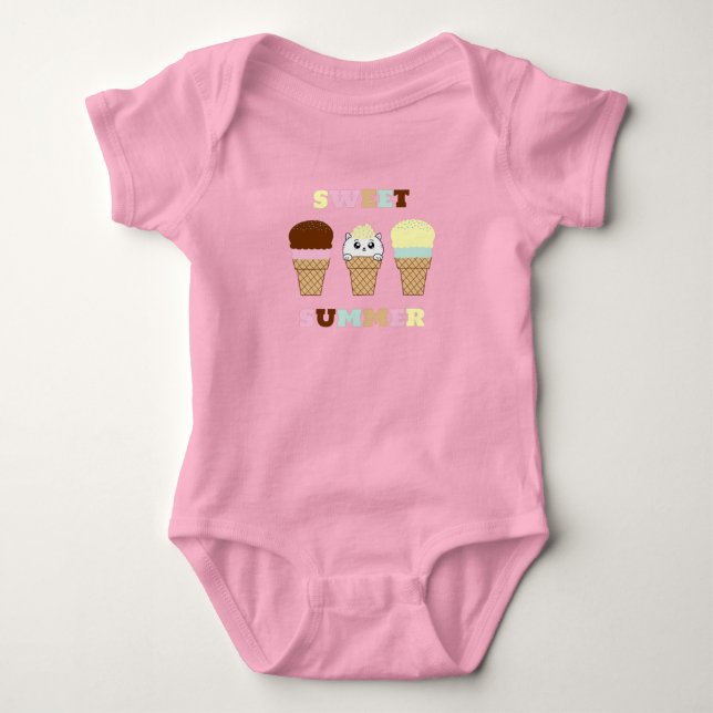 Body Para Bebé Pastel de gato de verano dulce lindo (Anverso)