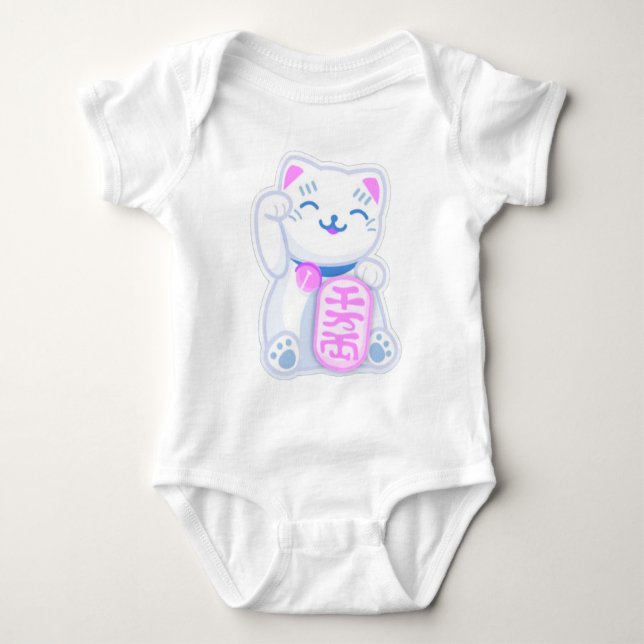 Body Para Bebé pastel del neko del maneki (Anverso)