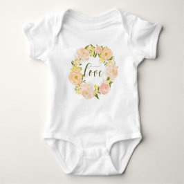 Body Para Bebé Pastel Naranja Peonies Wreath | Letras de amor