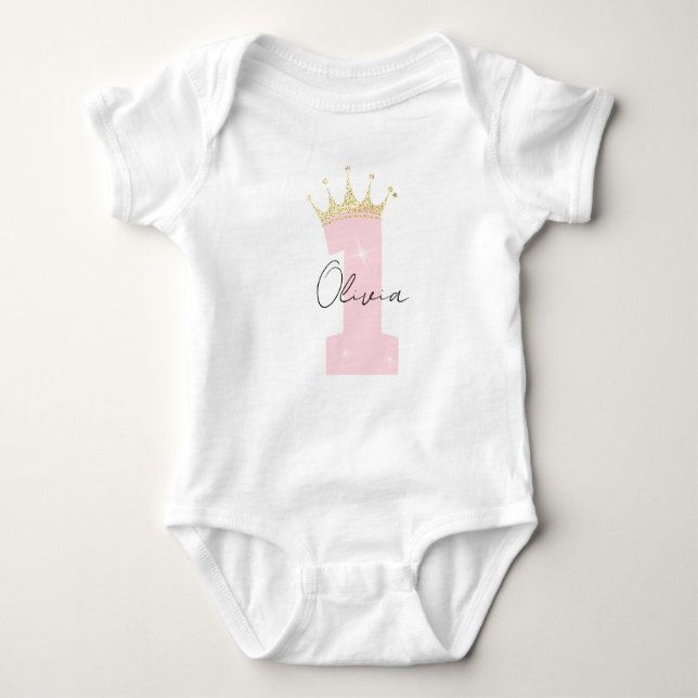 Body Para Bebé Pastel personalizado Chica de primer cumpleaños pr (Anverso)