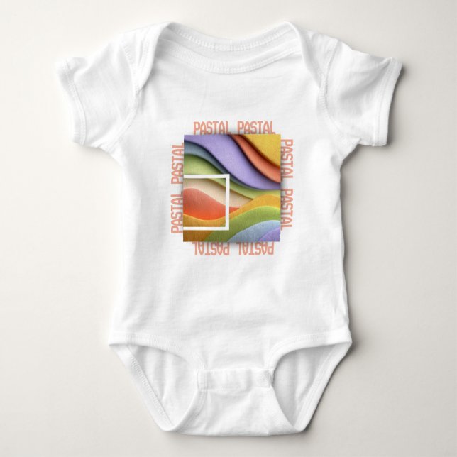 Body Para Bebé Pastel Rainbow Waves Baby Bodysuit or T-Shirt (Anverso)