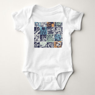 Body Para Bebé Patchwork de surf: patrón de cosecha de grunge