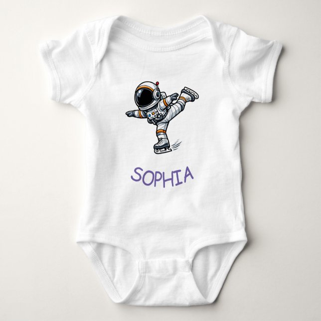 Body Para Bebé Patinaje Artístico de Astronauta (Anverso)