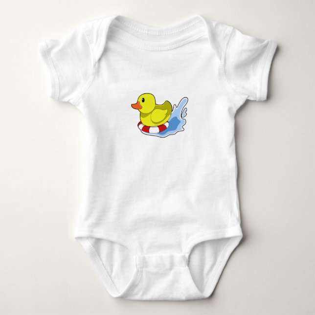 Body Para Bebé Pato con anillo de natación en el agua.PNG (Anverso)