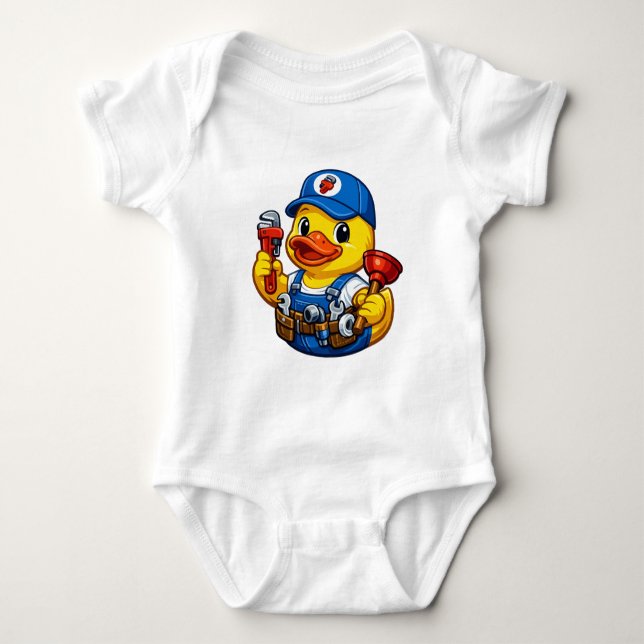 Body Para Bebé Pato de Goma Fontanero (Anverso)