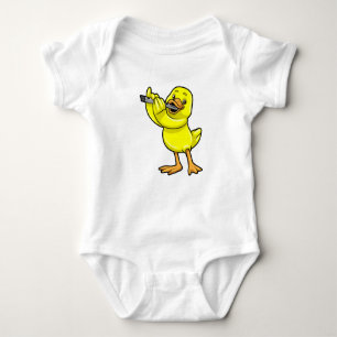Body Para Bebé Pato en la música con flauta