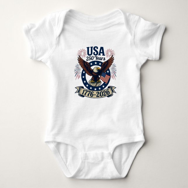 Body Para Bebé Patriotic American Eagle 250 Years 1776-2026 (Anverso)