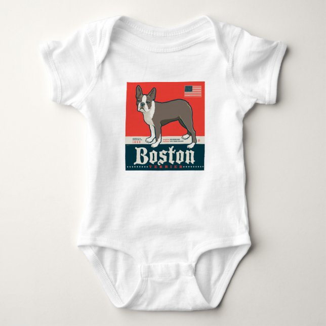 Body Para Bebé Patriótico | Boston Terrier (Anverso)