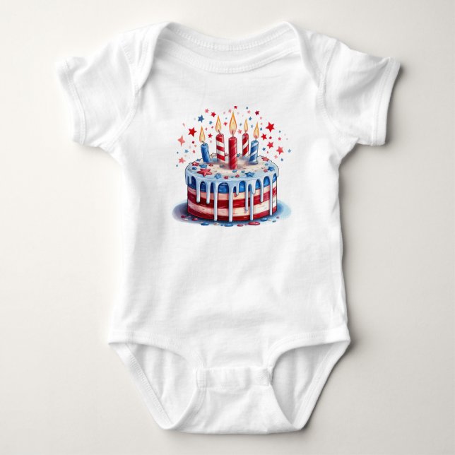 BODY PARA BEBÉ PATRIÓTICO CAMPO DE CUMPLEAÑOS AZUL BLANCO Y AMERI (Anverso)