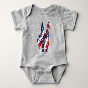 Body Para Bebé Patrón de bandera de EE. UU. Ondulante de mano con