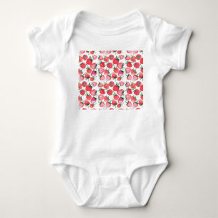Body Para Bebé Patrón de color de agua Juicy Red Strawberries